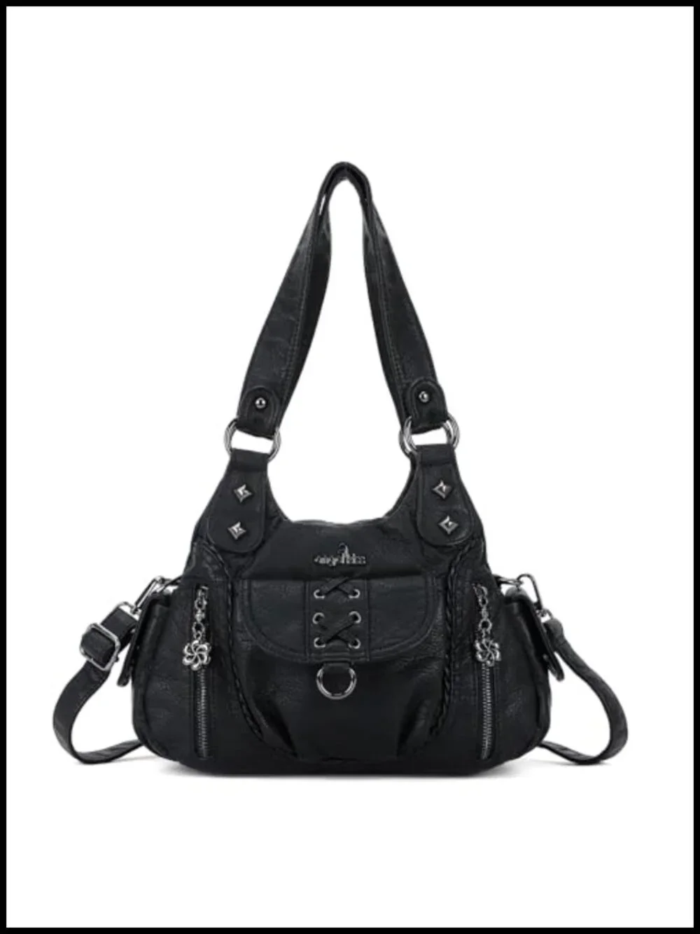 Vegan Leather Hobo Shoulder Bag Multi-Pocket Crossbody Tote